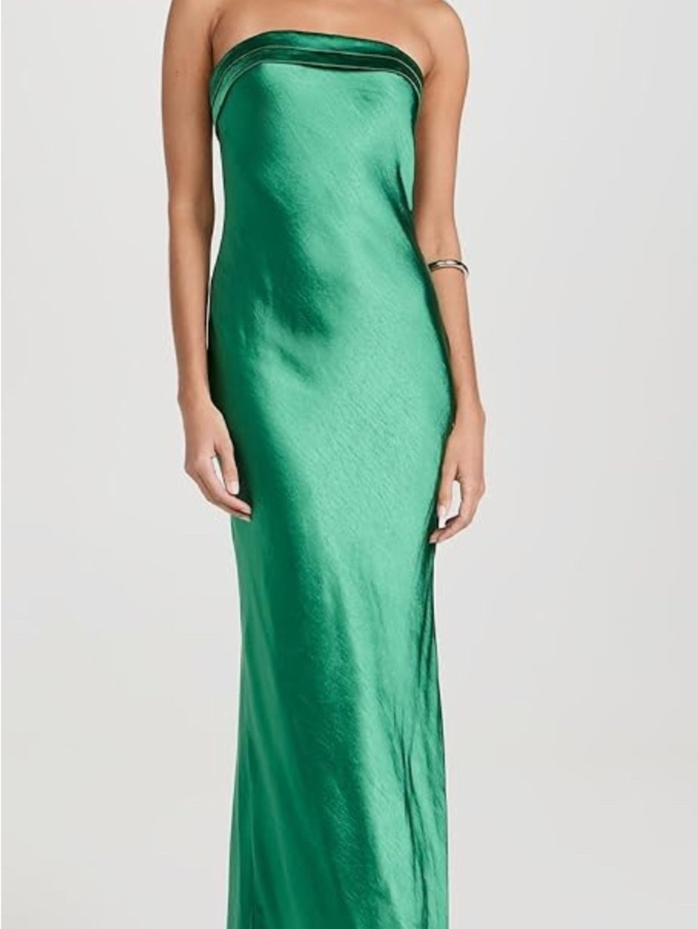 Emerald Green Strapless Satin Gown
